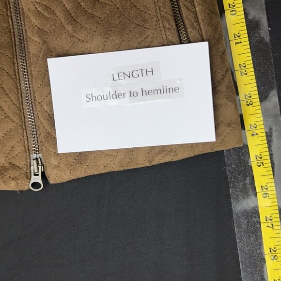 Women's Size 16 Dark Brown Faux Suede Textured Zip-Up Jacket by Joseph Ribkoff - Picture 8 of 10